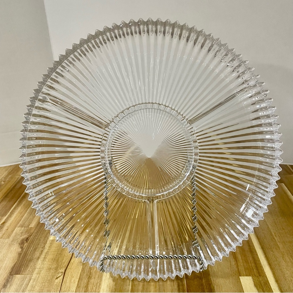 Vintage Mikasa Diamond Fire Round Divided Relish 4 Part Clear Crystal